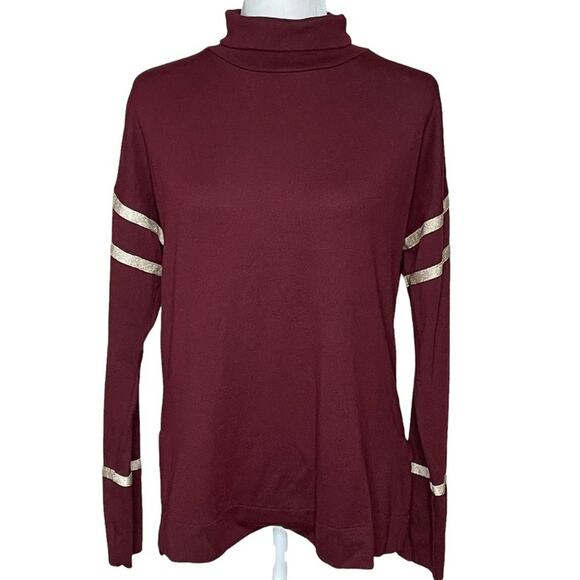 Laundry by Shelli Segal Maroon Lightweight Knit Sweater Top Varsity Style Size M - Picture 1 of 11